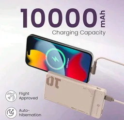 Portronics Luxcell Uno 10K 10000 mAh 22.5W Fast Charging Power Bank with Detachable Type C Cable, Ultra Slim Power Bank with Mach USB-A Output, Type C PD Output, Type C Input, Wake Up Button(Mocha)