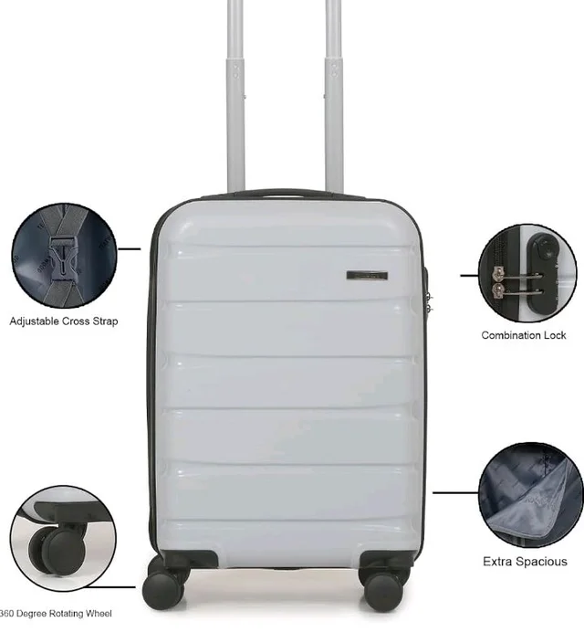 TEAKWOOD LEATHERS Unisex 8 Wheels Trolley Bag, Hard Cabin with Zipper Closure, Adjustable Push Button & Cross Side Strap, Lock System 360 Degree (55 CM, Metallic Silver)
100+ bought in past month