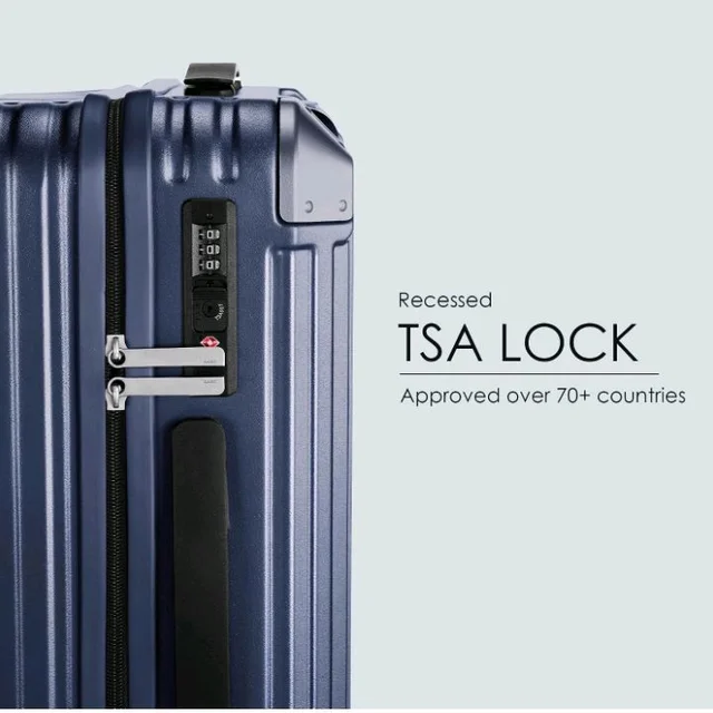 RARE RABBIT Victus Pro Cabin Size Dark Blue Hard Trolley Bag Polycarbonate Antiscratch Travel Suitcase with Reinforced Corners, 8 Silent Wheels and a Sturdy TSA Lock - Luggage for Men & Women