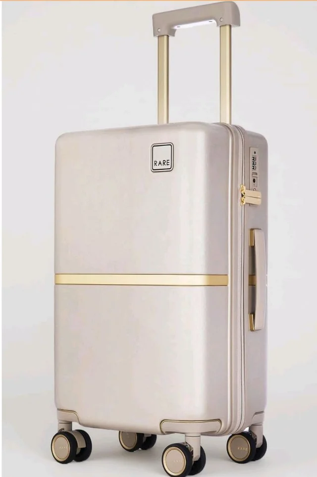 Rare Tony Cabin Size Beige Hard Trolley Bag Polycarbonate Antiscratch Travel Suitcase with 8 Silent Wheels and a Sturdy TSA Lock - Luggage for Men & Women