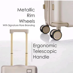 Rare Tony Cabin Size Beige Hard Trolley Bag Polycarbonate Antiscratch Travel Suitcase with 8 Silent Wheels and a Sturdy TSA Lock - Luggage for Men & Women