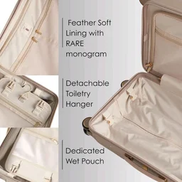 Rare Tony Cabin Size Beige Hard Trolley Bag Polycarbonate Antiscratch Travel Suitcase with 8 Silent Wheels and a Sturdy TSA Lock - Luggage for Men & Women