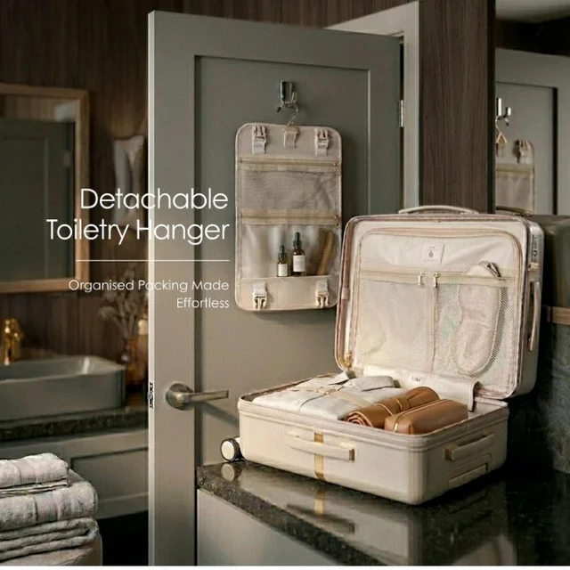 Rare Tony Cabin Size Beige Hard Trolley Bag Polycarbonate Antiscratch Travel Suitcase with 8 Silent Wheels and a Sturdy TSA Lock - Luggage for Men & Women