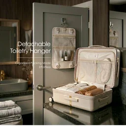 Rare Tony Cabin Size Beige Hard Trolley Bag Polycarbonate Antiscratch Travel Suitcase with 8 Silent Wheels and a Sturdy TSA Lock - Luggage for Men & Women