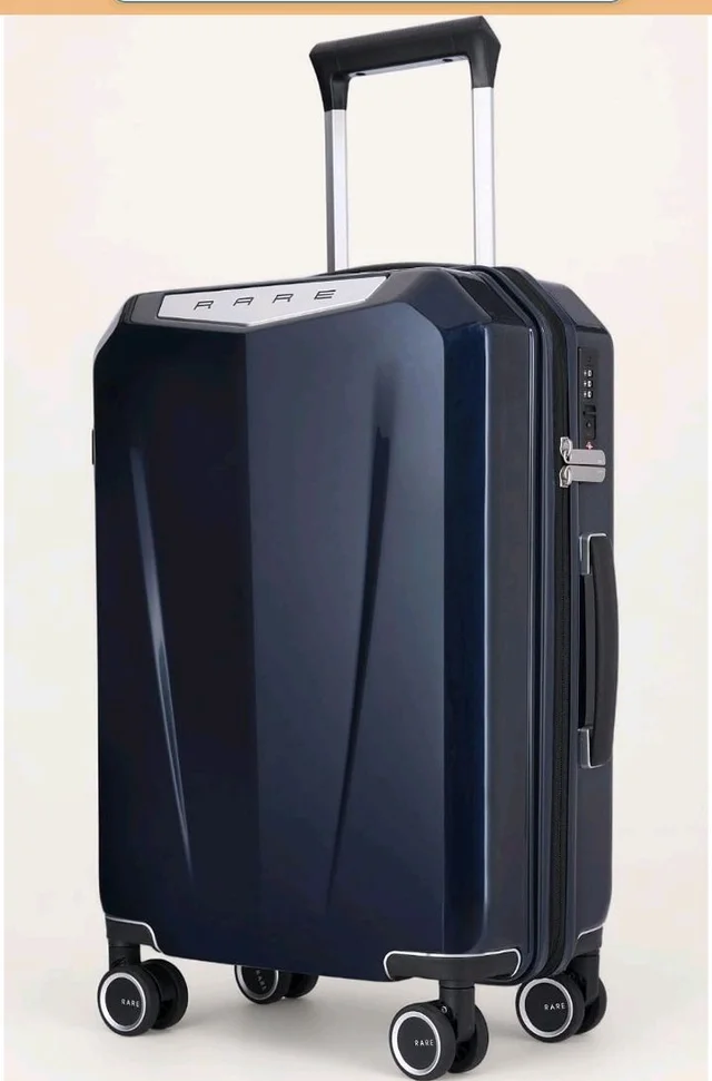 Rare Rabbit Gallardo Cabin Size Glossy Blue Hard Trolley Bag Polycarbonate Antiscratch Travel Suitcase with 8 Silent Wheels and a Sturdy TSA Lock - Luggage for Men & Women