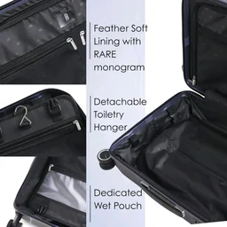 Rare Rabbit Gallardo Cabin Size Glossy Blue Hard Trolley Bag Polycarbonate Antiscratch Travel Suitcase with 8 Silent Wheels and a Sturdy TSA Lock - Luggage for Men & Women