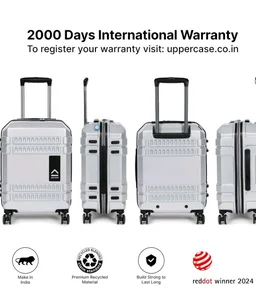 uppercase Bullet (Small) 56cm | Cabin Trolley Bag | Hardsided Luggage Anti-Scratch 8 Spinner Wheel Luggage | TSA Lock & Anti-Theft Zippers | Suitcase for Men & Women | 2000 Days Warranty (Silver)