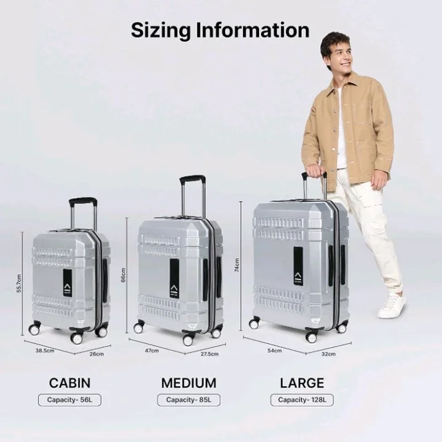uppercase Bullet (Small) 56cm | Cabin Trolley Bag | Hardsided Luggage Anti-Scratch 8 Spinner Wheel Luggage | TSA Lock & Anti-Theft Zippers | Suitcase for Men & Women | 2000 Days Warranty (Silver)