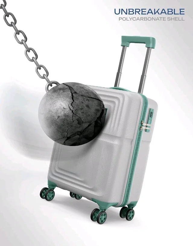 Safari Roma Hard Luggage Trolley Bag with 8 Wheels Cabin Size Carry on Suitcase - Fog Grey
