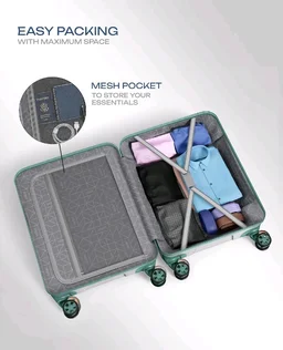 Safari Roma Hard Luggage Trolley Bag with 8 Wheels Cabin Size Carry on Suitcase - Fog Grey