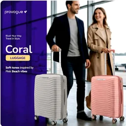 Provogue Coral Hard-Sided PP 65 Cm Trolley Bags for Travel Medium Size | Expandable Luggage Suitcase with 8 Wheels | Combination Lock | 5 Year Warranty (Tea Rose/Redwood)
50+ bought in past month