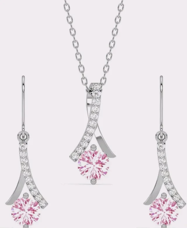 Gifting for Anniversary & Birthday | Solitaire | Platinum Plated | Swiss Zirconia | Jewellery Set