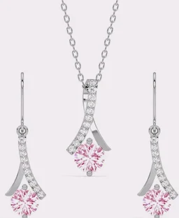 Gifting for Anniversary & Birthday | Solitaire | Platinum Plated | Swiss Zirconia | Jewellery Set