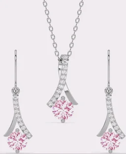Gifting for Anniversary & Birthday | Solitaire | Platinum Plated | Swiss Zirconia | Jewellery Set