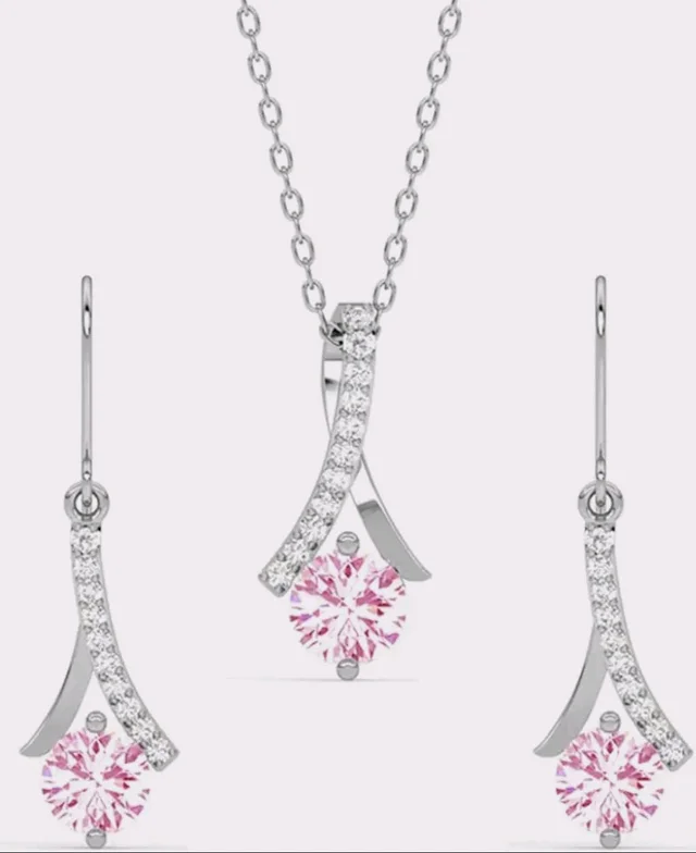 Gifting for Anniversary & Birthday | Solitaire | Platinum Plated | Swiss Zirconia | Jewellery Set
