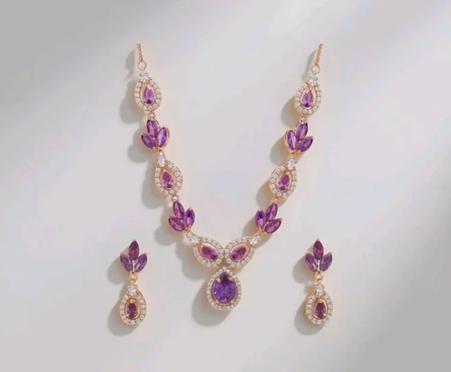 ZAVYA 925 Sterling Silver Petals Luxe Rose Gold Plated Women's Jewelry Set | Gift for Women and Girls | With Certificate of Authenticity and 925 Hallmark