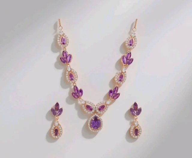 ZAVYA 925 Sterling Silver Petals Luxe Rose Gold Plated Women's Jewelry Set | Gift for Women and Girls | With Certificate of Authenticity and 925 Hallmark