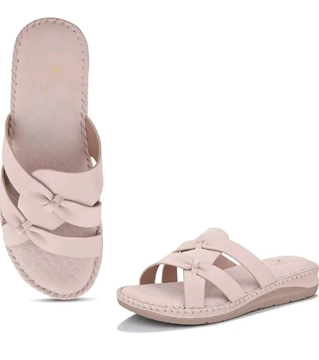 XE Looks Women’s Cross Strap Slip-On Sandals with Elegant Bow Detail | Ultra Soft Cushioned Footbed | Lightweight Flexible Anti-Skid Sole | Breathable Comfortable Flats with Supportive Fit for Girls & Women