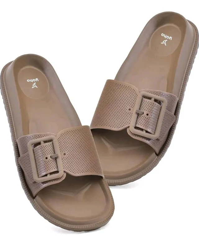 YOHO Grape Sliders for Women & Girls | Stylish,Cushioned, Lightweight Slides & Waterproof Flip Flops | Adjustable Buckle | Comfortable Monsoon Footwear