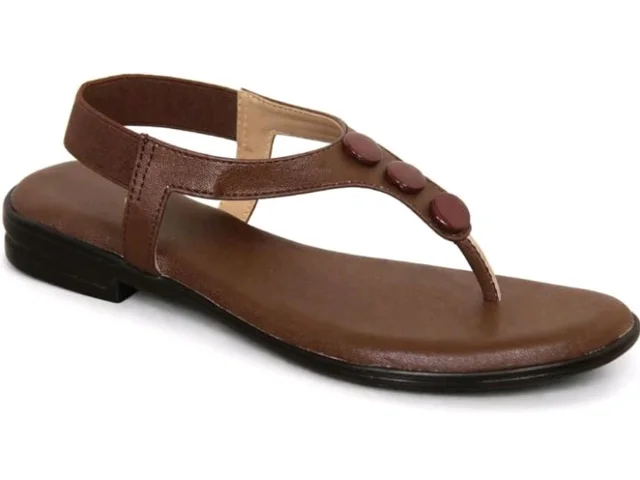 Women’s Maroon Synthetic Leather Flat Sandals | Trendy Comfortable Casual Wear Footwear