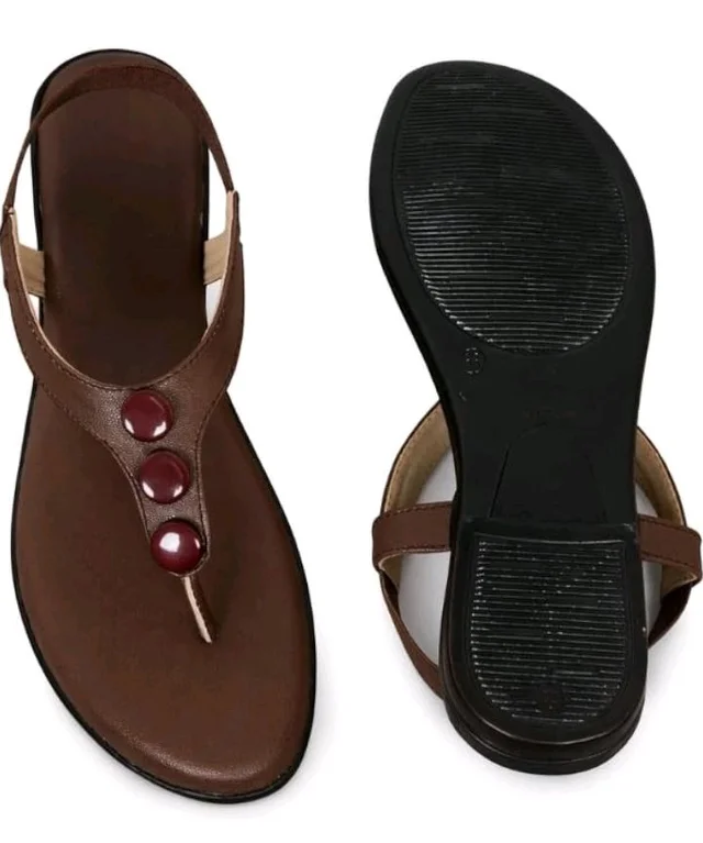 Women’s Maroon Synthetic Leather Flat Sandals | Trendy Comfortable Casual Wear Footwear