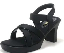 Women's Block Heel Sandals with Crossover Straps, Wine