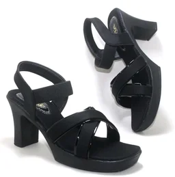 Women's Block Heel Sandals with Crossover Straps, Wine