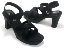 Women's Block Heel Sandals with Crossover Straps, Wine