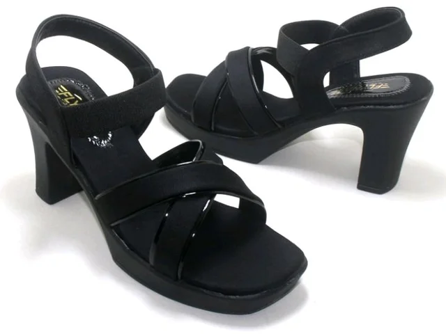 Women's Block Heel Sandals with Crossover Straps, Wine