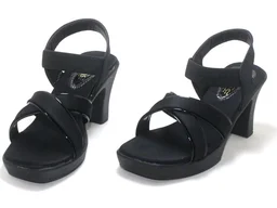 Women's Block Heel Sandals with Crossover Straps, Wine