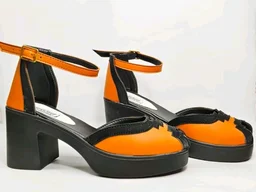 Women's Brown & Black Platform Block Heel Sandals with Ankle Strap