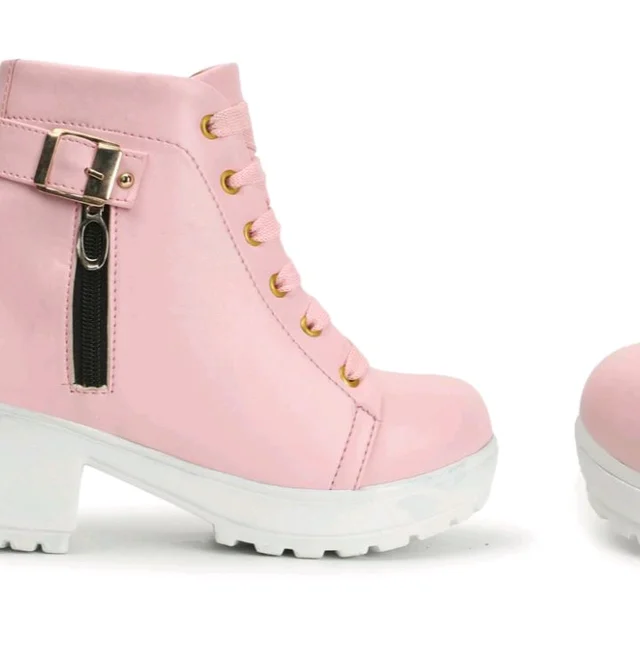 Women's Embellished Block Heel Boots | Luxury Synthetic Leather Booties with Zip and Buckle Detailing