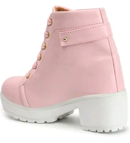 Women's Embellished Block Heel Boots | Luxury Synthetic Leather Booties with Zip and Buckle Detailing