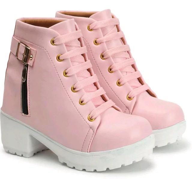 Women's Embellished Block Heel Boots | Luxury Synthetic Leather Booties with Zip and Buckle Detailing