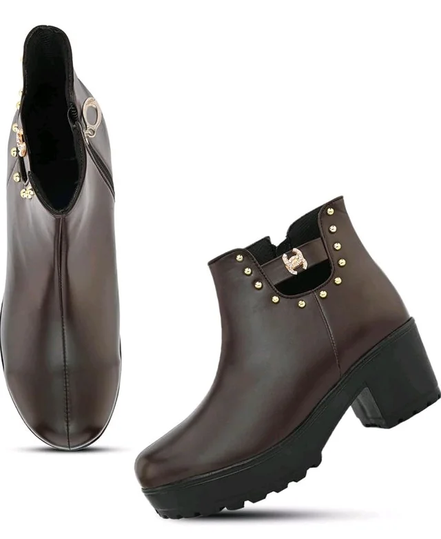 XE Looks Attractive,Comfortable & Trendy Casual High Block Heel Boot For Women Ankle Length Design