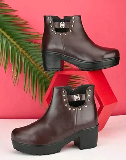 XE Looks Attractive,Comfortable & Trendy Casual High Block Heel Boot For Women Ankle Length Design