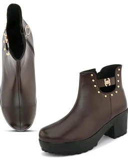 XE Looks Attractive,Comfortable & Trendy Casual High Block Heel Boot For Women Ankle Length Design