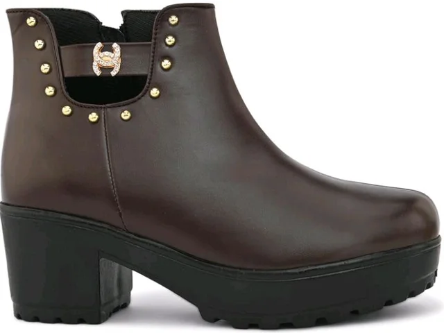 XE Looks Attractive,Comfortable & Trendy Casual High Block Heel Boot For Women Ankle Length Design