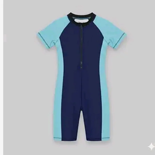 A.T.U.N. (ALL THINGS UBER NICE) Boys One Piece Swimsuit with Front Zip Closure | Half Sleeve Athletic Swimwear with Knee Length Fit | Comfortable Pool and Beach Swimming Costume for Kids
- 8 -9, Navy blue