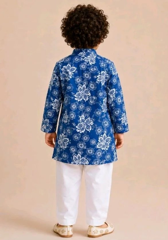 A.T.U.N. (ALL THINGS UBER NICE) Boys 100% Cotton Kurta Pyjama Set | Traditional Ethnic Wear Outfit for Kids | Soft Breathable Printed Kurta with Comfortable Pyjama | Festive Celebration Clothing Set
- 3-4 y, Blue