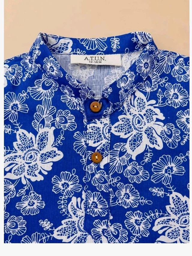 A.T.U.N. (ALL THINGS UBER NICE) Boys 100% Cotton Kurta Pyjama Set | Traditional Ethnic Wear Outfit for Kids | Soft Breathable Printed Kurta with Comfortable Pyjama | Festive Celebration Clothing Set
- 3-4 y, Blue