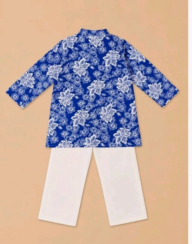 A.T.U.N. (ALL THINGS UBER NICE) Boys 100% Cotton Kurta Pyjama Set | Traditional Ethnic Wear Outfit for Kids | Soft Breathable Printed Kurta with Comfortable Pyjama | Festive Celebration Clothing Set
- 18 -24 M, Blue