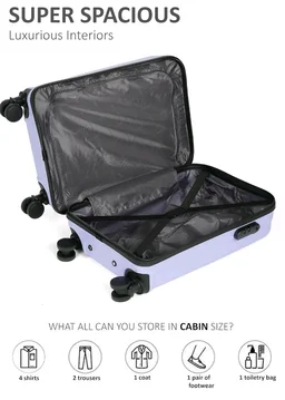 Teakwood Small Size 8 Wheels Trolley Bag, Hard Cabin with Zipper Closure, Adjustable Push Button & Cross Side Strap, Number Lock System 360 Degree (Small, Lavender)
50+ bought in past month
