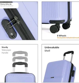 Teakwood Small Size 8 Wheels Trolley Bag, Hard Cabin with Zipper Closure, Adjustable Push Button & Cross Side Strap, Number Lock System 360 Degree (Small, Lavender)
50+ bought in past month