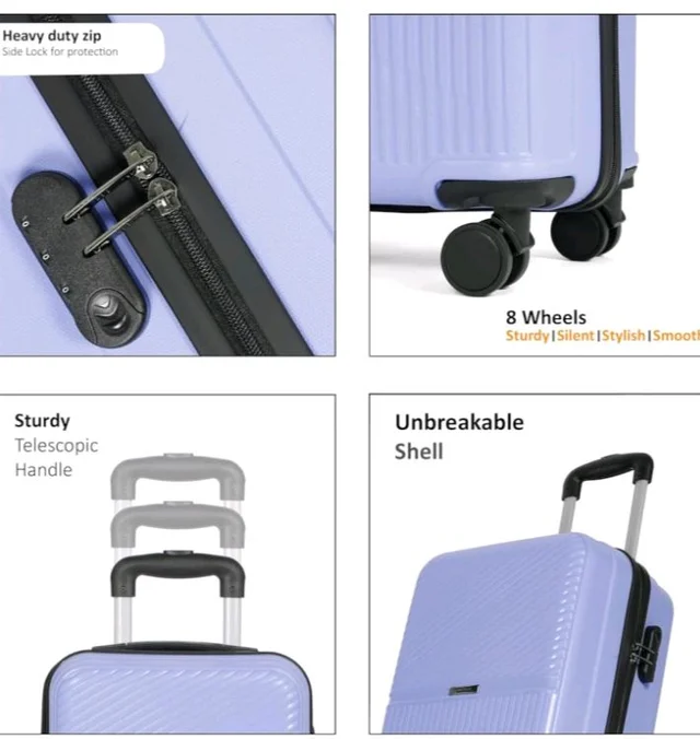 Teakwood Small Size 8 Wheels Trolley Bag, Hard Cabin with Zipper Closure, Adjustable Push Button & Cross Side Strap, Number Lock System 360 Degree (Small, Lavender)
50+ bought in past month