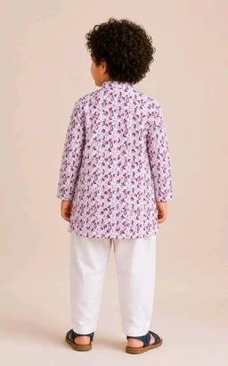 A.T.U.N. (ALL THINGS UBER NICE) Boys 100% Cotton Kurta Pyjama Set | Traditional Ethnic Wear Outfit for Kids | Soft Breathable Printed Kurta with Comfortable Pyjama | Festive Celebration Clothing Set
- 6-12 M, 0-6 M