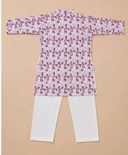 A.T.U.N. (ALL THINGS UBER NICE) Boys 100% Cotton Kurta Pyjama Set | Traditional Ethnic Wear Outfit for Kids | Soft Breathable Printed Kurta with Comfortable Pyjama | Festive Celebration Clothing Set
- 6-12 M, 0-6 M