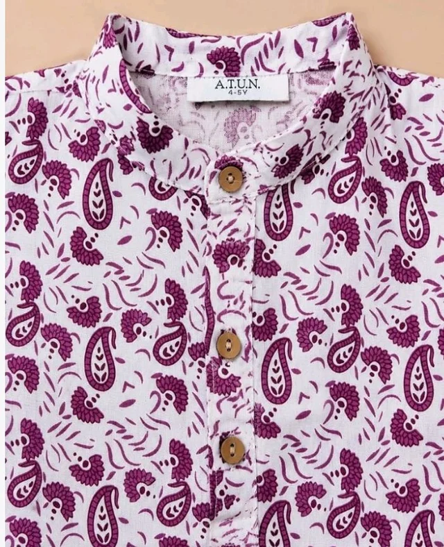 A.T.U.N. (ALL THINGS UBER NICE) Boys 100% Cotton Kurta Pyjama Set | Traditional Ethnic Wear Outfit for Kids | Soft Breathable Printed Kurta with Comfortable Pyjama | Festive Celebration Clothing Set
- 6-12 M, 0-6 M