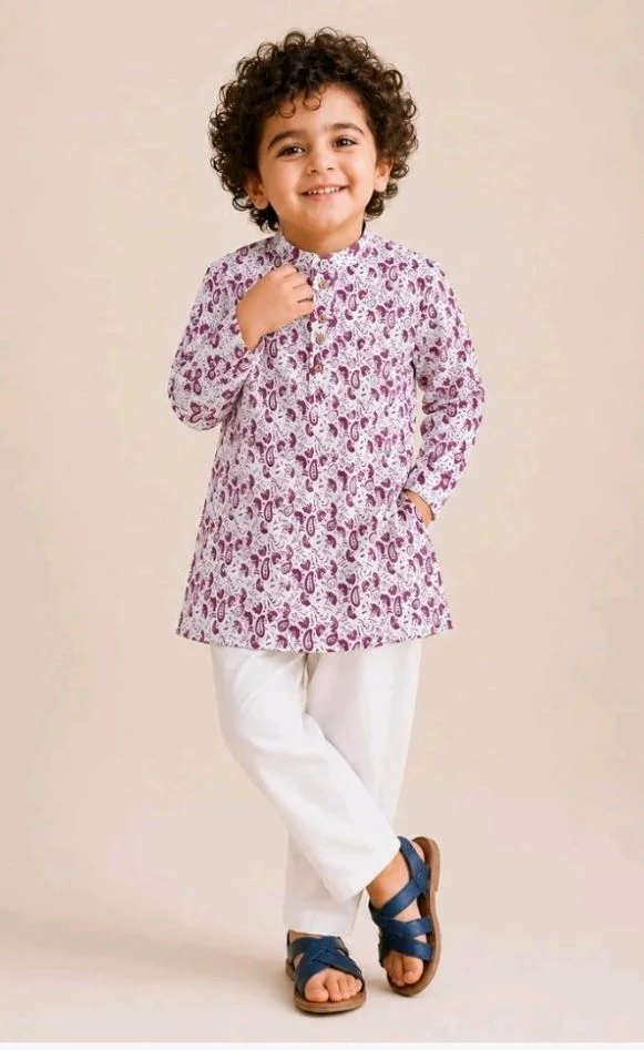 A.T.U.N. (ALL THINGS UBER NICE) Boys 100% Cotton Kurta Pyjama Set | Traditional Ethnic Wear Outfit for Kids | Soft Breathable Printed Kurta with Comfortable Pyjama | Festive Celebration Clothing Set
- 0-3 M, Blue