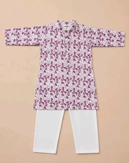 A.T.U.N. (ALL THINGS UBER NICE) Boys 100% Cotton Kurta Pyjama Set | Traditional Ethnic Wear Outfit for Kids | Soft Breathable Printed Kurta with Comfortable Pyjama | Festive Celebration Clothing Set
- 4-5 y